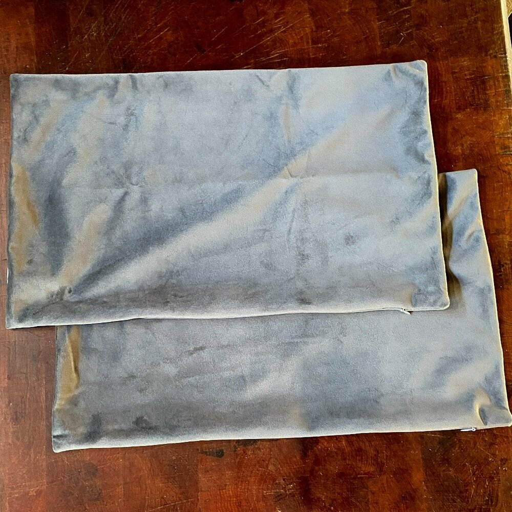 Rectangle 12x20 Soft Velvet Pillow Covers Ash Gray Set of 2 - Used for display